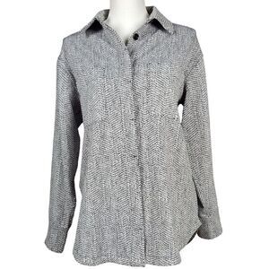 Athleta Braiden Shirt Shacket Size XS Pocket Black White Textured Buttons